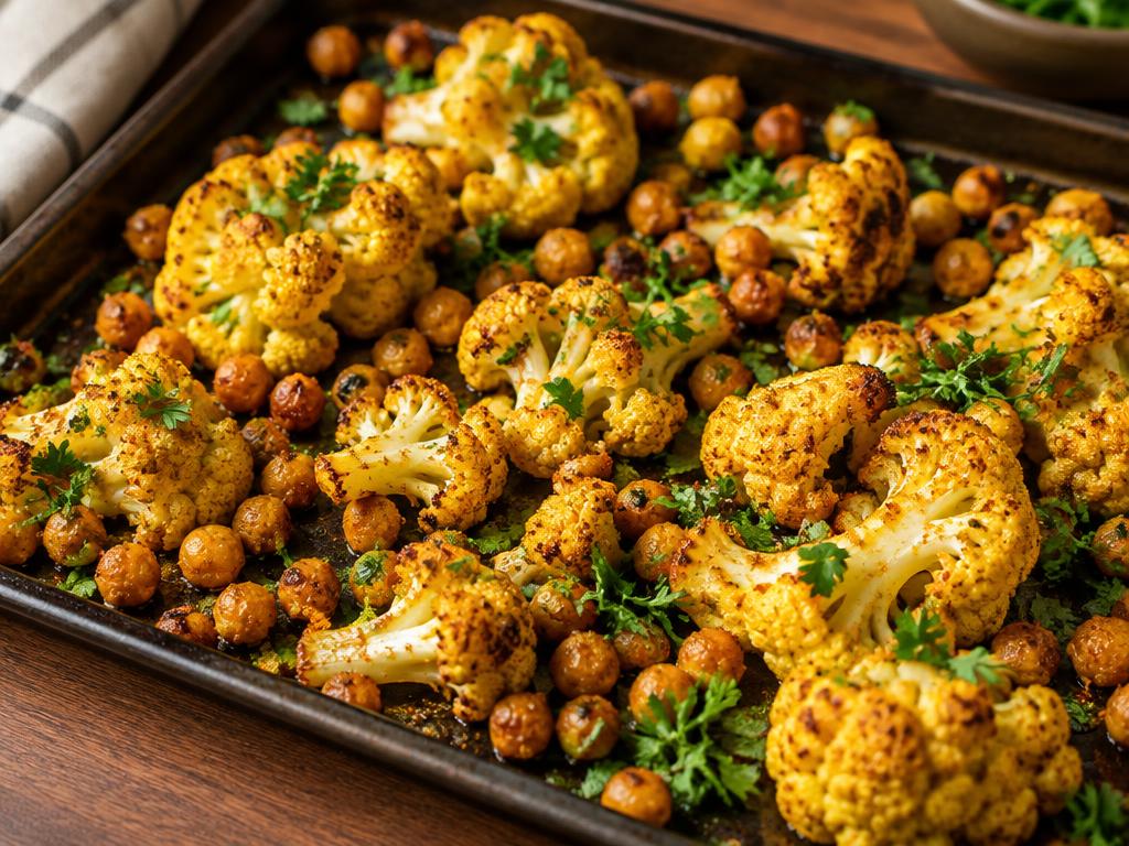 Chou-Fleur Rôti au Curcuma & Pois Chiches Croustillants — recette végétarienne à base de chou-fleur, 6 ingrédients