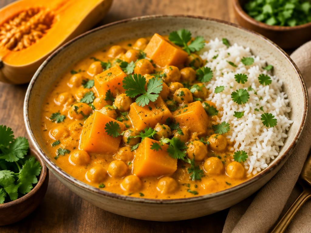Curry de Butternut & Pois Chiches — recette végétarienne à base de butternut, 6 ingrédients