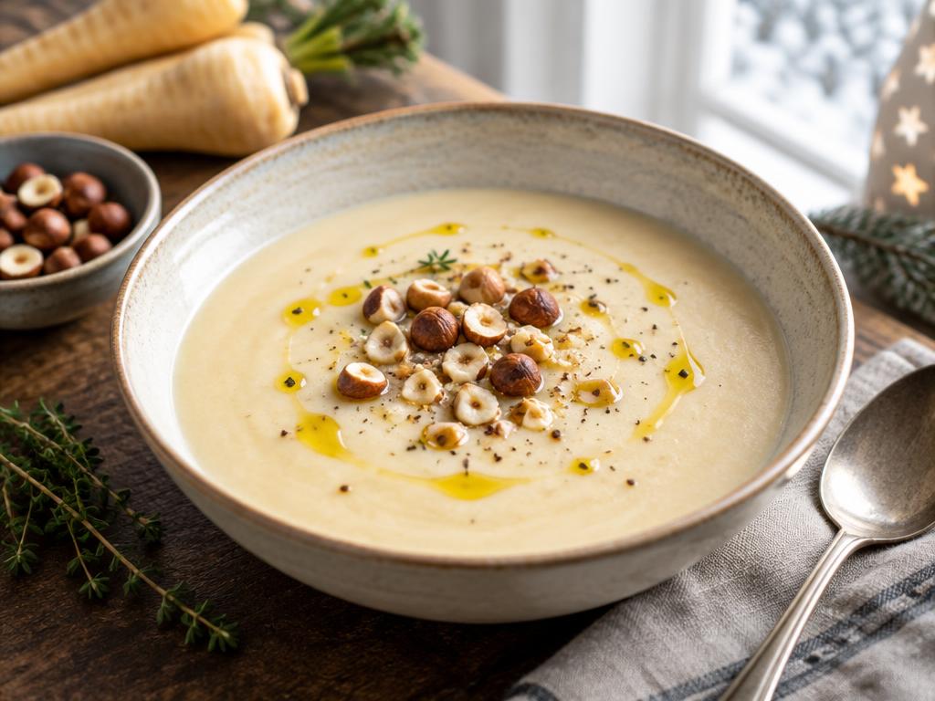 Velouté de Panais aux Noisettes — recette végétarienne à base de panais, 6 ingrédients