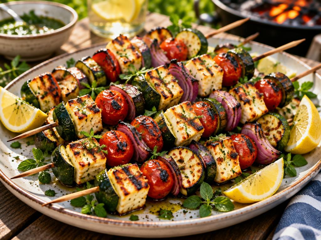 Brochettes Courgettes & Halloumi — recette végétarienne à base de courgette, 5 ingrédients