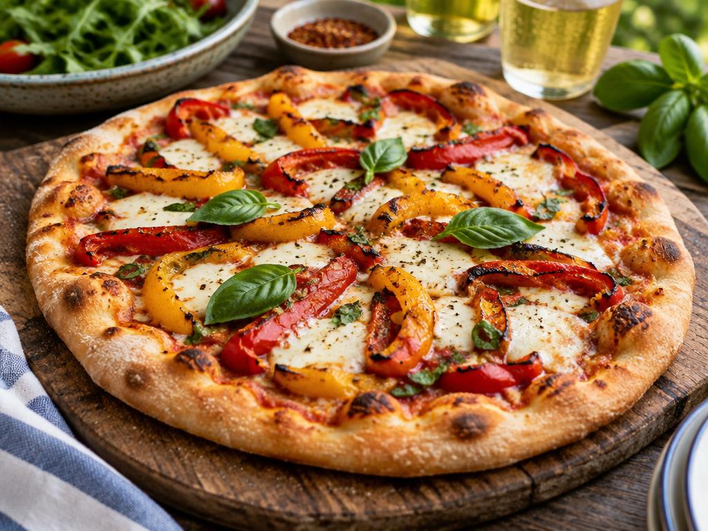 Pizza aux Poivrons Rôtis — recette végétarienne à base de poivron, 5 ingrédients