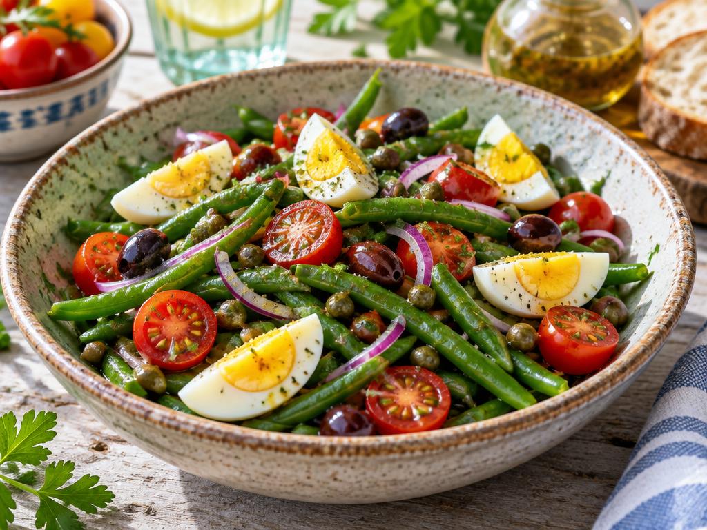 Salade de Haricots Verts & Œuf Dur — recette végétarienne à base de haricot vert, 5 ingrédients