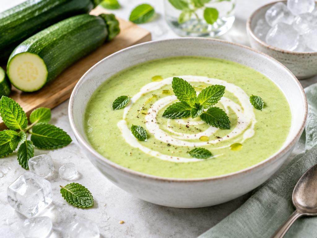 Velouté Glacé Courgette & Menthe — recette végétarienne à base de courgette, 6 ingrédients