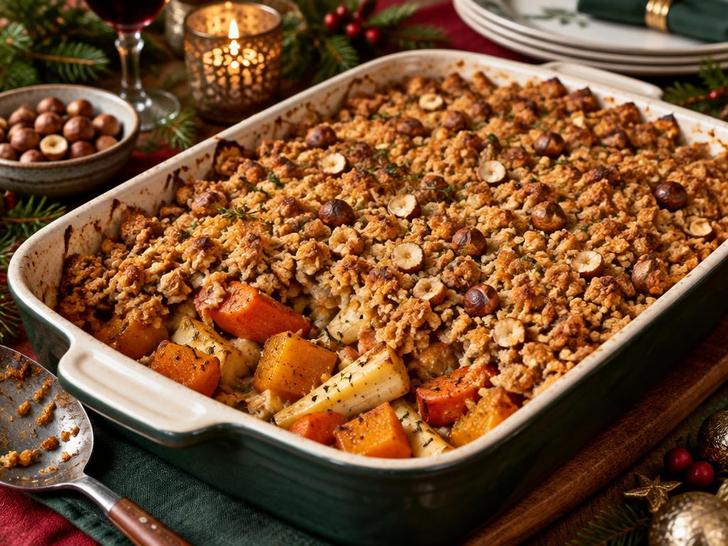 Crumble Salé de Légumes Rôtis — recette végétarienne à base de légumes d'hiver, 5 ingrédients