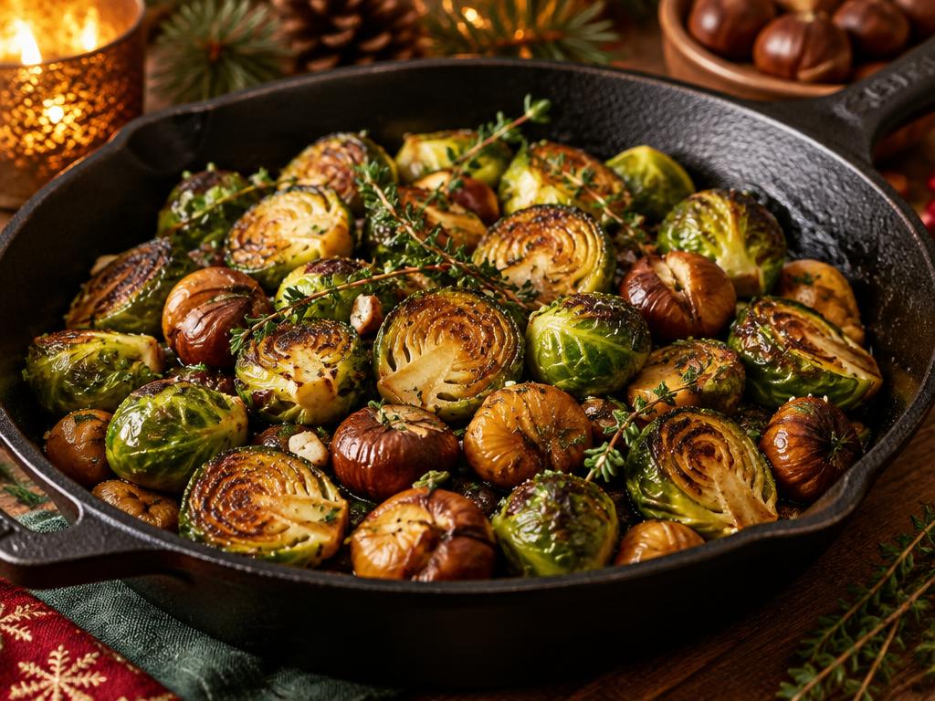 Poêlée de Choux de Bruxelles & Marrons — recette végétarienne à base de chou de bruxelles, 5 ingrédients