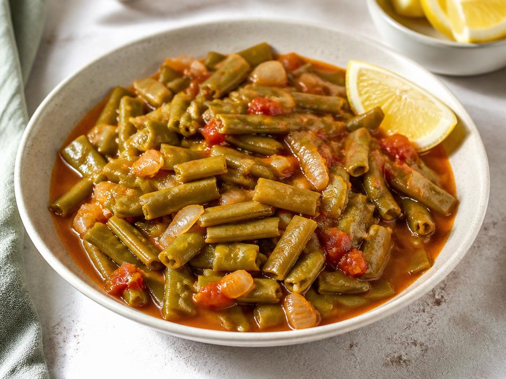 Zeytinyağlı Fasulye — Haricots Verts à l'Huile d'Olive — recette végétarienne à base de haricot vert, 7 ingrédients