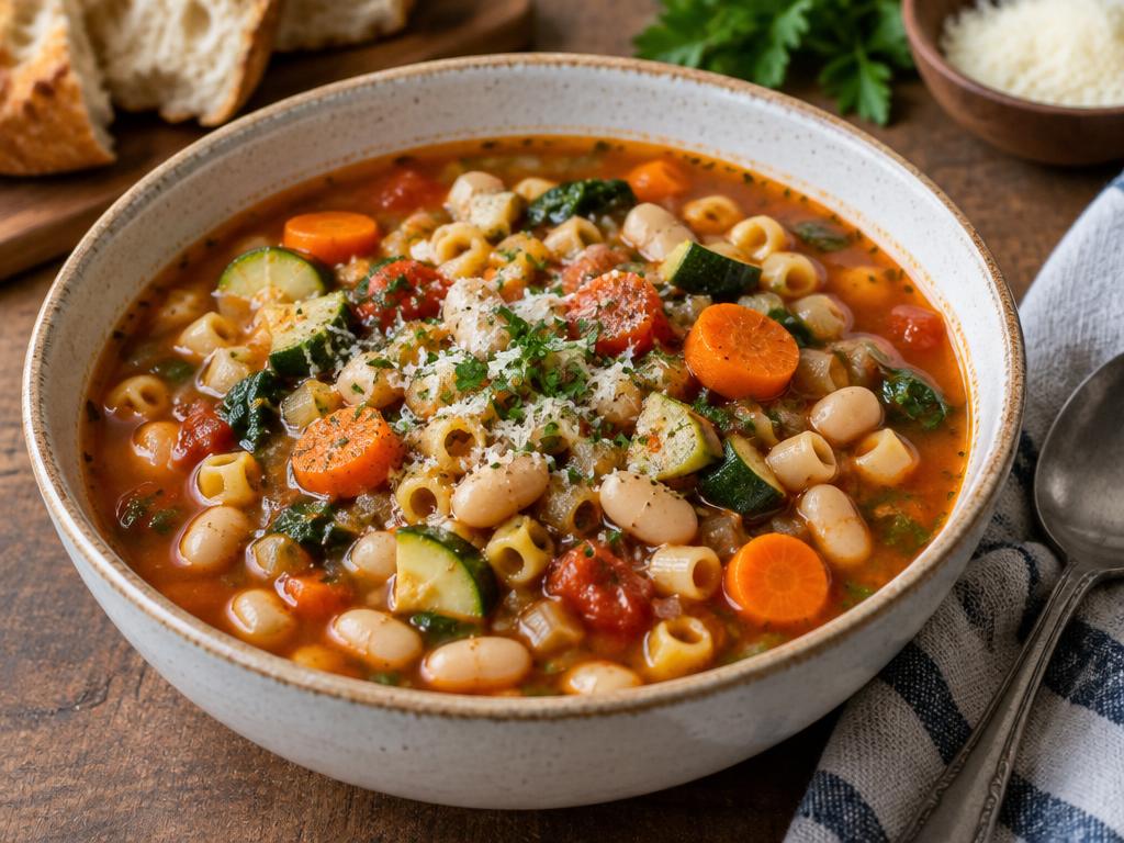 Minestrone aux Haricots Blancs — recette végétarienne à base de courgette, 6 ingrédients