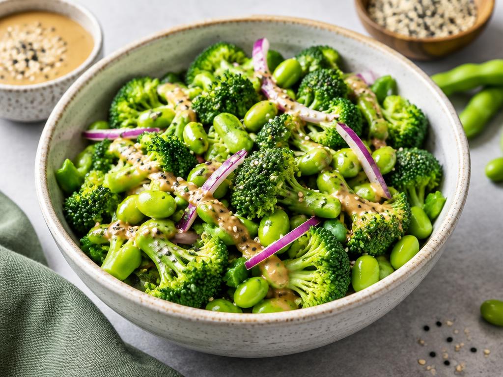 Salade tiède d'edamame et brocoli — recette végétarienne à base de brocoli, 6 ingrédients