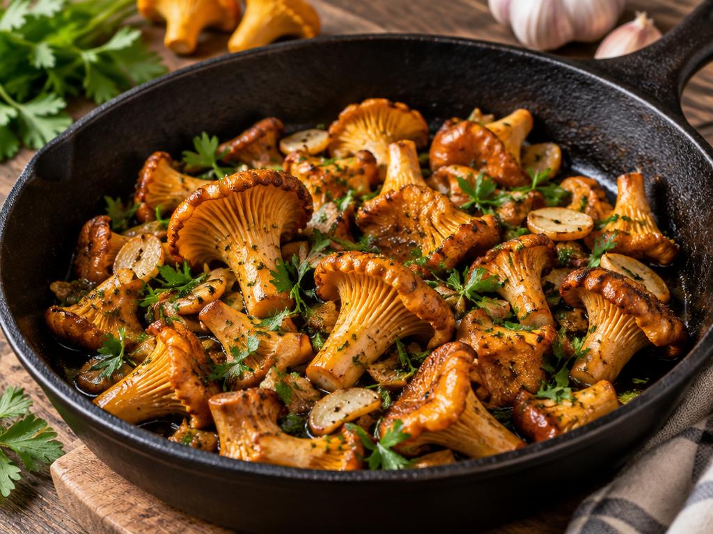 Girolles poêlées en persillade — recette végétarienne à base de girolles, 5 ingrédients
