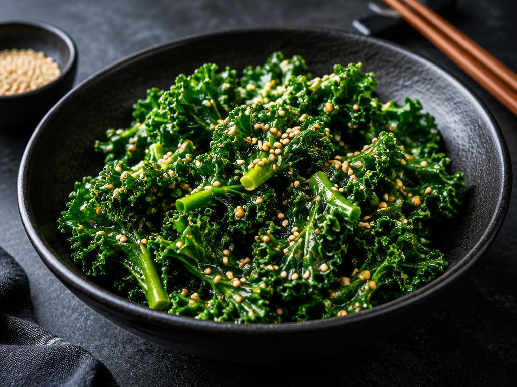 Kale sauté au sésame — recette végétarienne à base de chou kale, 5 ingrédients