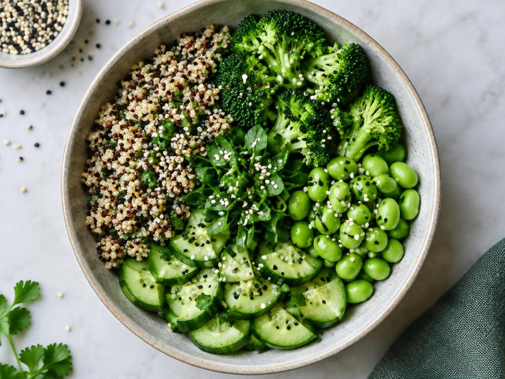 Bowl Tout Vert Quinoa & Edamame — recette végétarienne à base de edamame, 5 ingrédients
