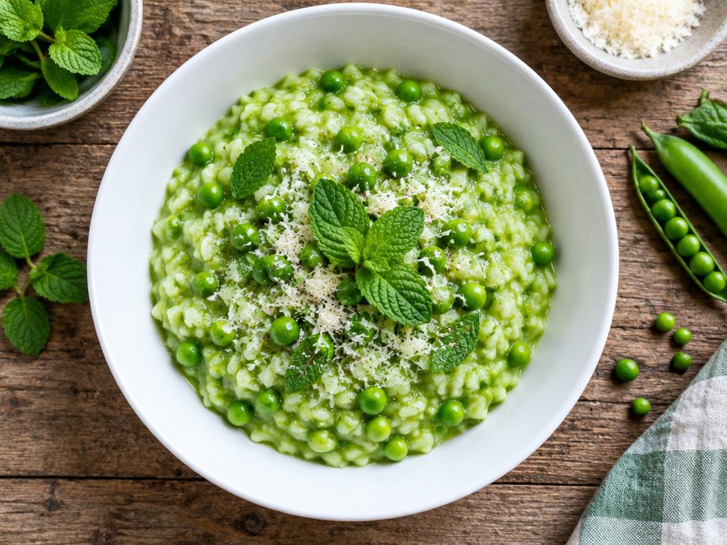 Risotto Petits Pois & Menthe — recette végétarienne à base de petits pois, 6 ingrédients