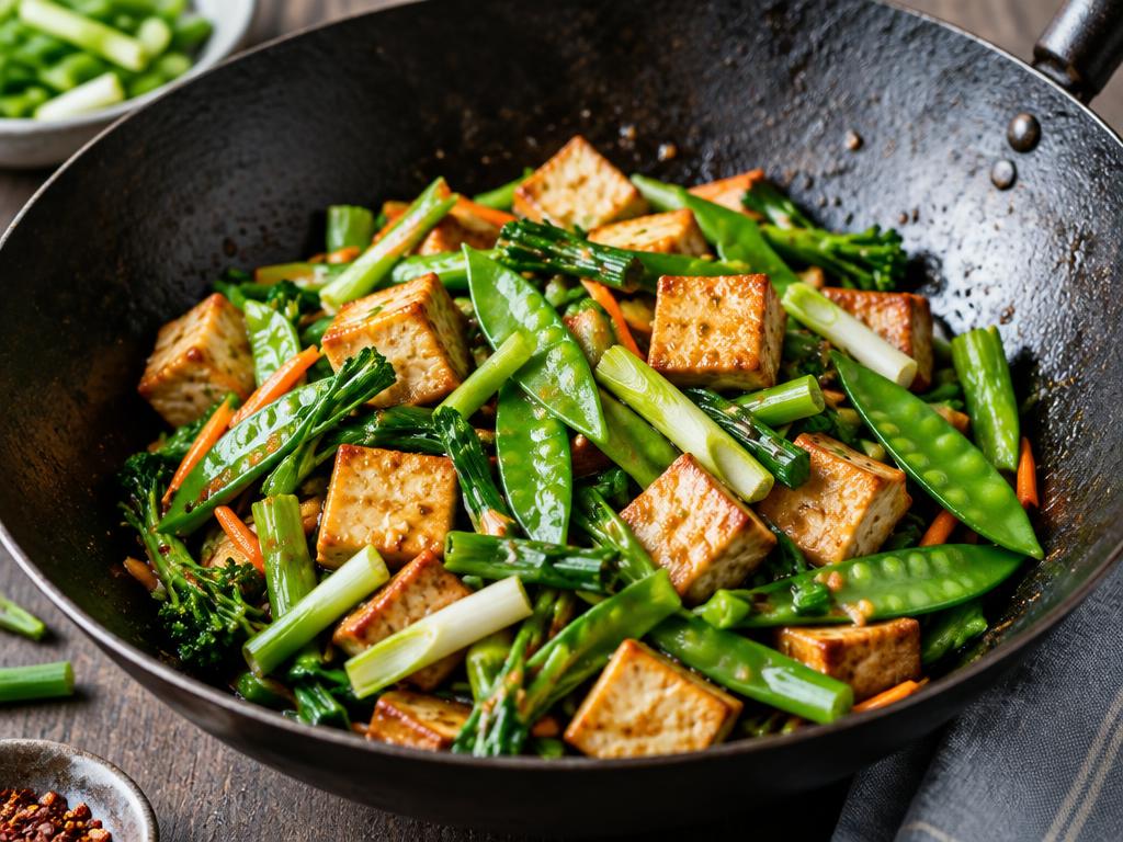 Wok de Tofu & Pois Gourmands — recette végétarienne à base de tofu, 5 ingrédients